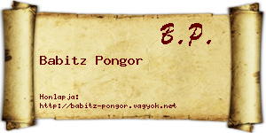 Babitz Pongor névjegykártya